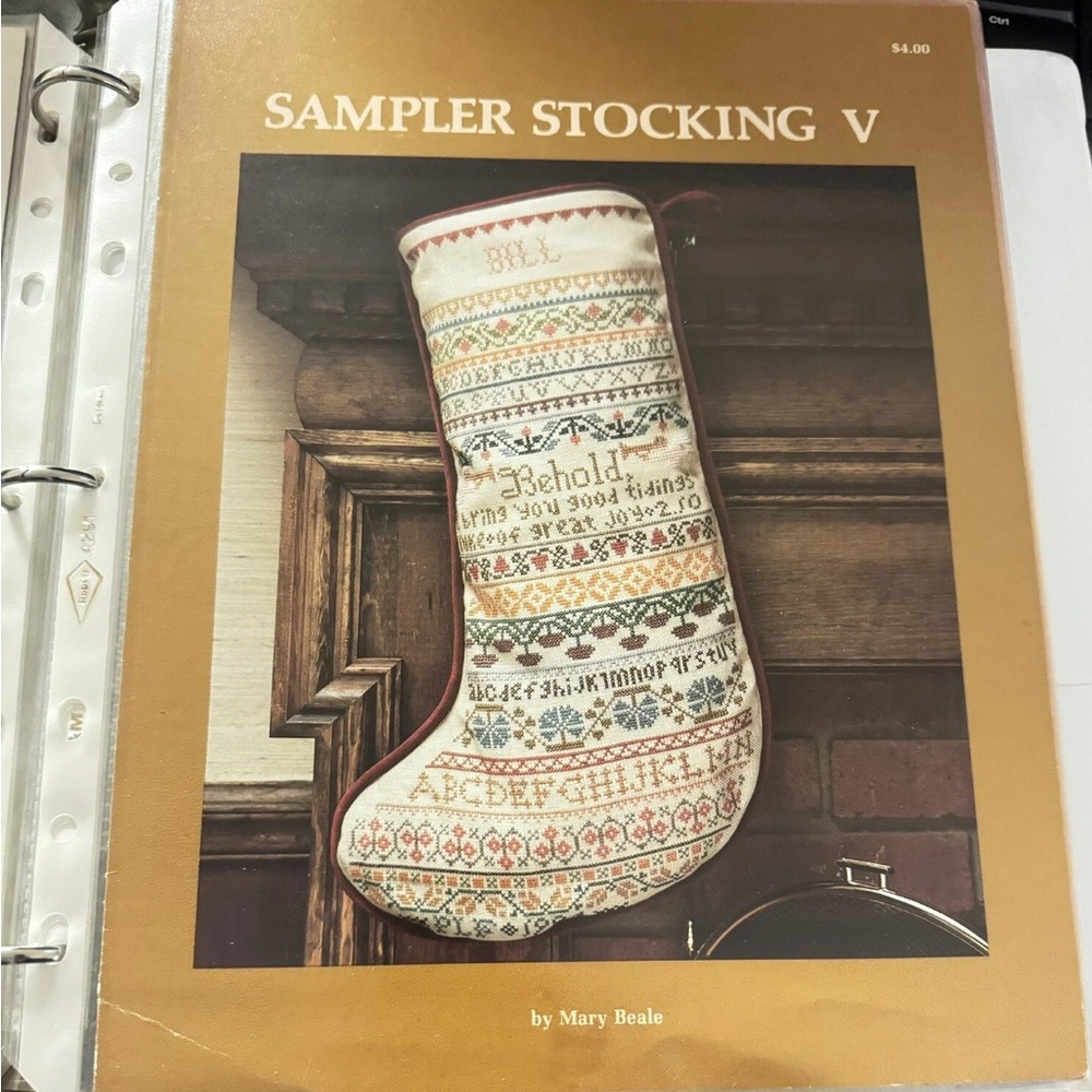 Mary Beale. Sampler Stocking V Vintage / Rare Find 1984 Cross Stitch Pattern